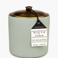 Paddy Wax Gifts For Her Hygge Wild Fig + Cedar Ceramic Large Candle Brass Lid 425g