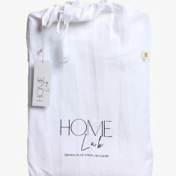 Home Lab 100% French Linen Bed Skirt King White