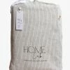 Home Lab 100% French Linen Duvet Cover Set Queen Charcoal Pinstripe Cushion, Throws & Linen