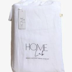 Home Lab Cushion, Throws & Linen 100% French Linen Duvet Cover Set King White