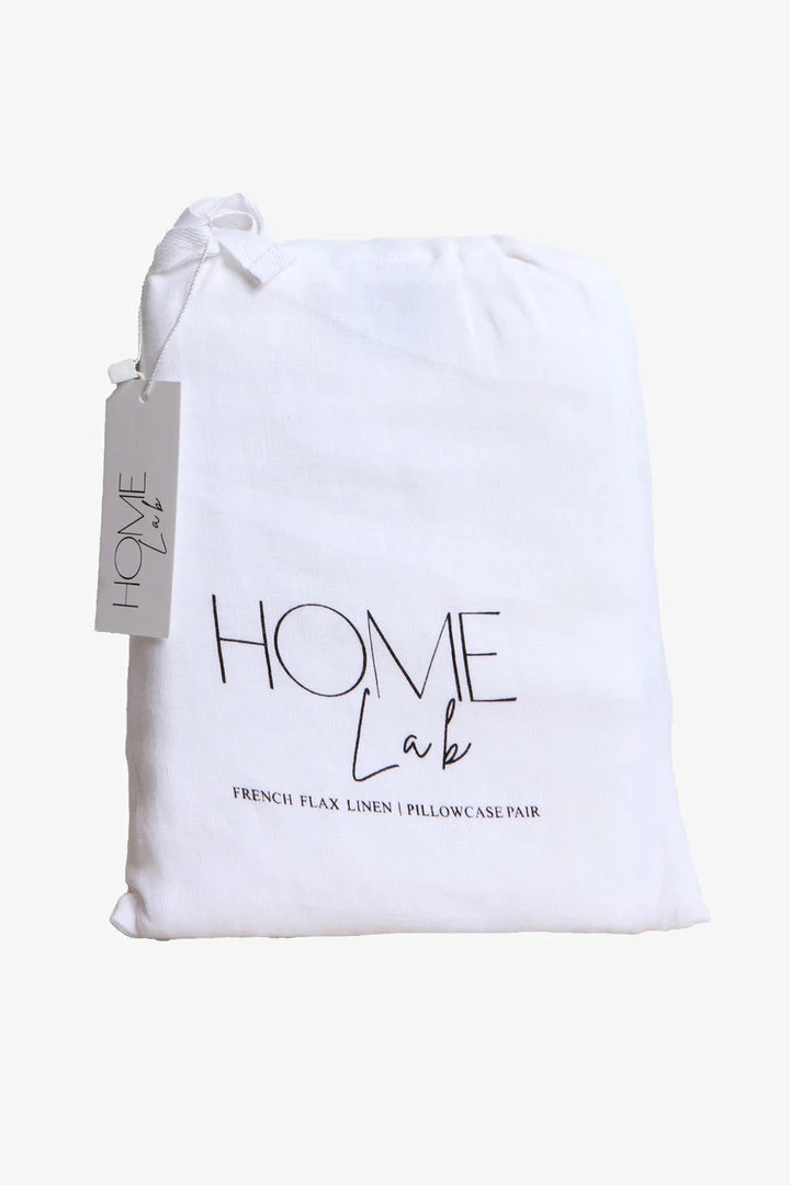 Home Lab Cushion, Throws & Linen 100% French Linen Pillowcase Pair White