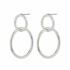 Pilgrim Accessories Garcelle Double Circle Silver Plated Stud Earrings With Crystals