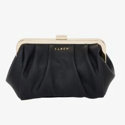 Saben Accessories Gigi Black Leather Vintage Small Frame Bag With Gold Clasp