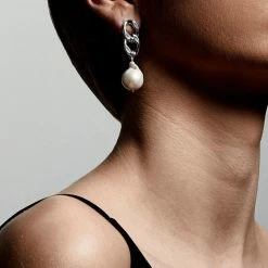 Pilgrim Gracefulness Chain With Pearl Earring Silver Plated