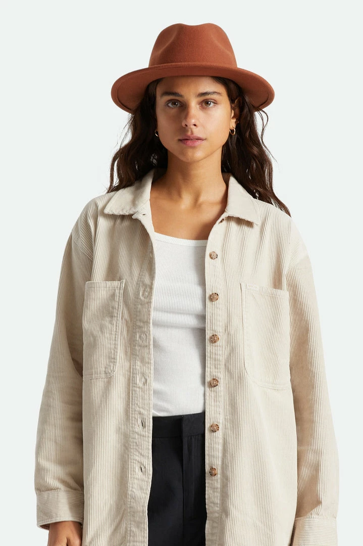 Brixton Messer Fedora Caramel Wool Felt Hat