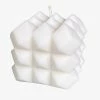 Master + Jack Hector Rubics Cube White Unscented Candle H5cm X 5.5cm Living & Decor