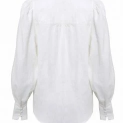 Among The Brave Hero White Linen Pintuck Puff Sleeve Shirt Fashion