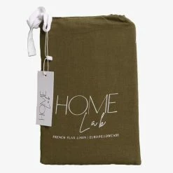 Home Lab 100% French Linen Euro Pillowcase Khaki 65 X 65cm
