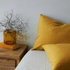 George Street Linen Belgian Washed Linen Honey Euro Pillowcase