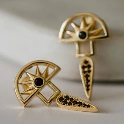 Silver Linings Accessories Horizon Gold Half Sun With Drop Earring