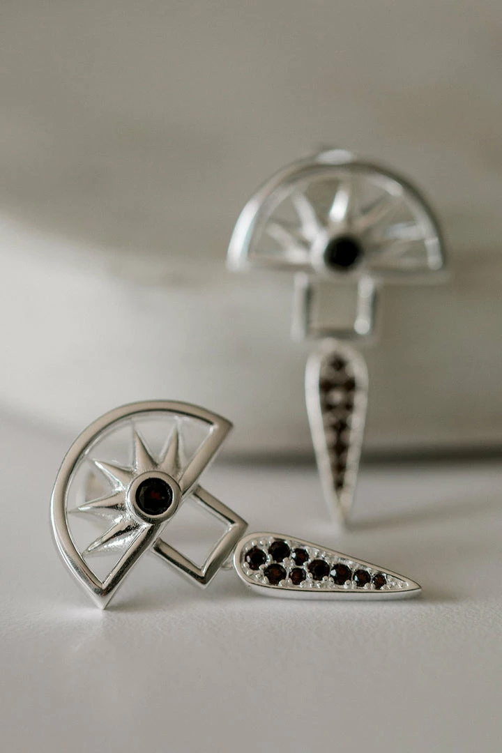 Silver Linings Horizon Silver Half Sun With Drop Earring