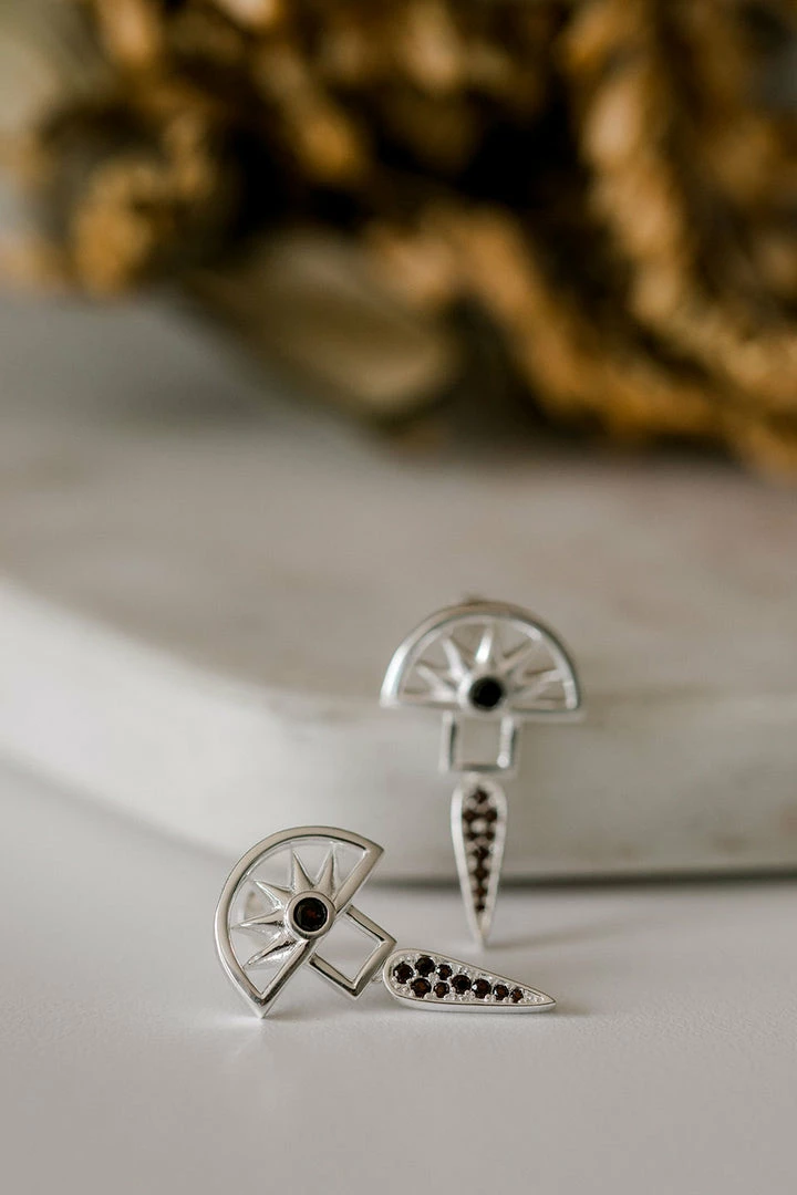 Silver Linings Horizon Silver Half Sun With Drop Earring