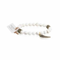 Lindi Kingi Howlite Cream And Gold Bracelet