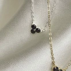 Silver Linings Accessories Casanova Gold Chain Necklace With Three Black Garnets