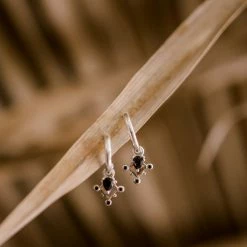 Silver Linings Monarchy Mini Silver Hoops With Black Garnet Accessories