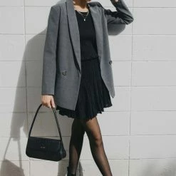 Ivy + Jack Lexi Black Shirred Cotton Tiered Mini Skirt