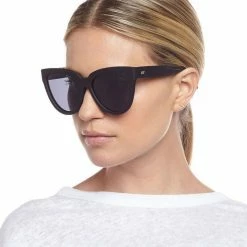 Le Specs Liar Liar Oversized Cat Eye Black Rubber Smoke Polarised Lens Sunglasses