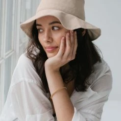 Sophie Accessories Love Linen Bucket Hat Bone
