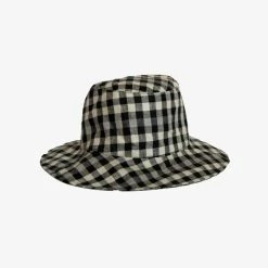 Sophie Accessories Love Linen Bucket Hat Black + White Check