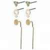 Pilgrim Malak 3pc Stud Set Earrings Gold Plated Crystal Circle Cross