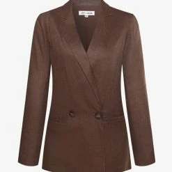 Ivy + Jack Fashion Mason Chocolate Linen Boyfriend Blazer