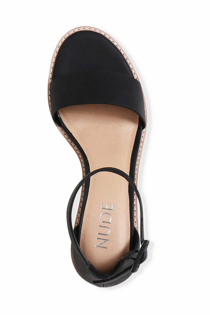 Nude Mickee Black Leather Ankle Strap Heel