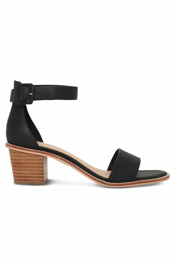 Nude Mickee Black Leather Ankle Strap Heel