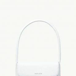 Brie Leon Mini Camille White Croc Recycled PU Top Handle Crossbody Bag Accessories