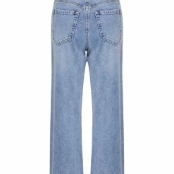 Among The Brave Molly Mid Blue Wide Leg Cropped Denim Jean