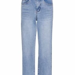 Among The Brave Molly Mid Blue Wide Leg Cropped Denim Jean