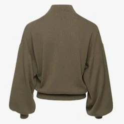 Ivy + Jack Fashion Motivation Khaki Cotton Fine Gauge Balloon High Neck Knit