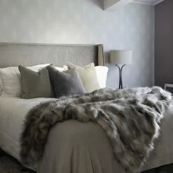 Heirloom Faux Fur Mountain Hare Grey Throw Cushion, Throws & Linen