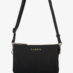 Saben Accessories Tilly Multi Pocket Black Bubble Leather Crossbody Clutch