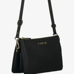 Saben Accessories Tilly Multi Pocket Black Bubble Leather Crossbody Clutch