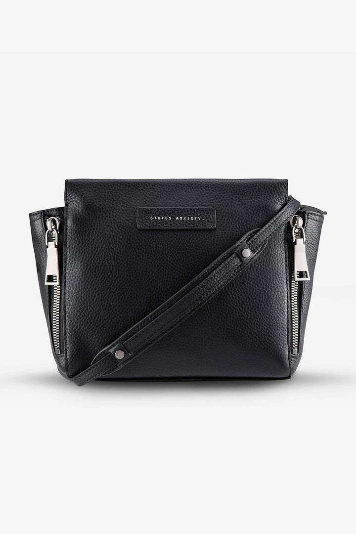 Status Anxiety The Ascendants Black Shoulder Bag With Chunky Zips Accessories