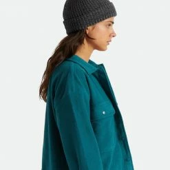 Brixton Alison Black Grey Beanie With Pompom