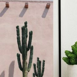 Papier HQ Pink Cacti White Framed A2 Print