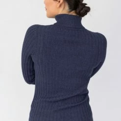 Among The Brave Fashion Phenomenal Navy Marle Rib Knit Tutleneck