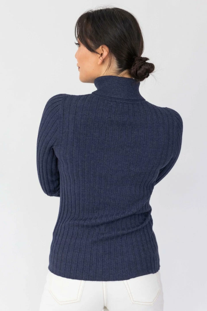 Among The Brave Fashion Phenomenal Navy Marle Rib Knit Tutleneck