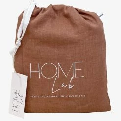 Home Lab Cushion, Throws & Linen 100% French Linen Pillowcase Pair Chestnut Dusky Rose