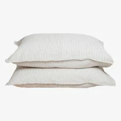Home Lab 100% French Linen Pillowcase Pair Charcoal Pinstripe