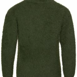 Among The Brave Brilliant Khaki Eyelash Yarn Roll Neck Knit