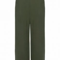 Among The Brave Effortless Khaki Viscose Deep Band Wide Leg Pant Fashion