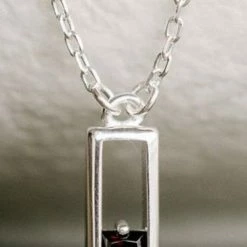 Silver Linings Accessories Realm Silver Square Necklace With Black Garnet