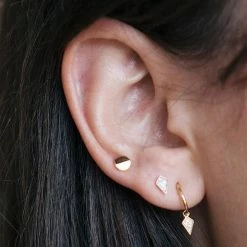 Linda Tahija Ridge Gold St Silver Stud Earring