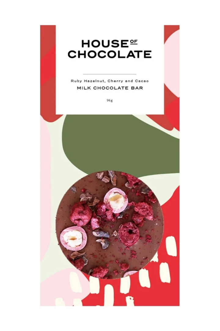House Of Chocolate Eat & Drink Ruby Hazelnut Cherry And Cacoa Milk Chocolate Bar