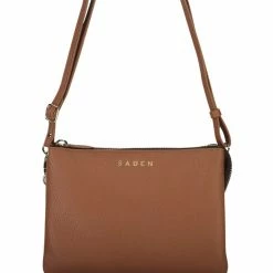 Saben Accessories Tilly Multi Pocket Tan Leather Crossbody Clutch