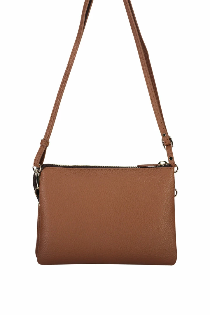 Saben Accessories Tilly Multi Pocket Tan Leather Crossbody Clutch