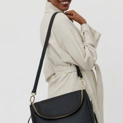 Saben Accessories Frankie Fold Over Black Shoulder Bag