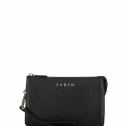 Saben Accessories Tilly Multi Pocket Black Leather Crossbody Clutch
